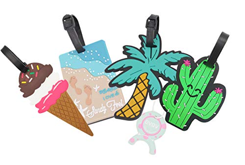 4 Pack Unique Luggage Tag Travel Suitcase Bag Summer Beach Series Identify Label with Loop by OVOV (4 PCS-C)