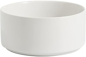 Havniva Non-Slip Ceramics Dog Bowl Small and Medium Dog Feeding Bowl Dog Food Bowl Dog Dish Water Bowl Protect Cervical Spine (6in Bowl, White)