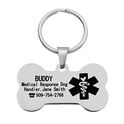 MJartoria Stainless Steel Personalized Medical Bone Shape Pet Dog ID Tags - Thumbnail 2