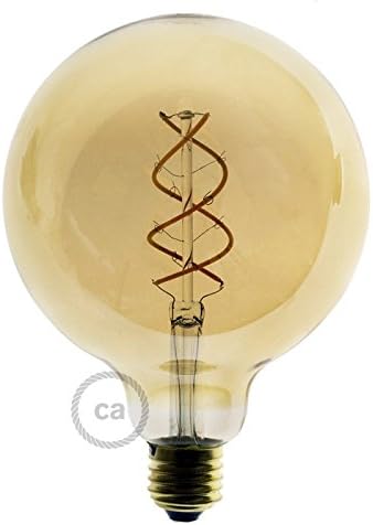 Creative-Cables CBL700140 LED Globe Bulb G125 Curved Spiral Filament 5W E27 Dimmable 2000K, Multicoloured