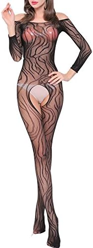 Myhope Women Lingerie Strapless Flower Pattern Bodystocking Long Sleeve Pantyhose Open Crotch Bodysuit