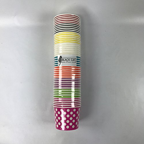 Black Cat Avenue Paper Ice Cream Cups, Polka Dot, Mix, 16 Ounce, 50 Count