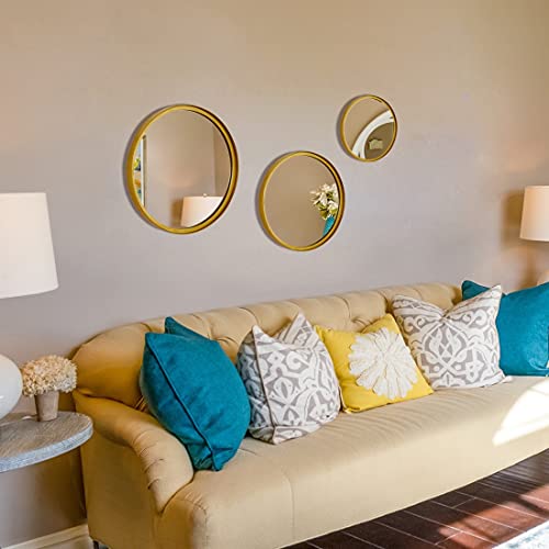 RiteSune Round Gold Wall Mirror 14" for Vanity Bathroom Bedroom Entry Dining Room Living Room
