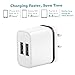 OKRAY 3 Pack 2A 10W Colorful Portable Dual USB Travel Wall Home Charger Power Adapter Plug for iPhone SE 6s Plus, iPad Air, Samsung Galaxy, Android, HTC, Google Nexus, Nokia (3 Pack Black)