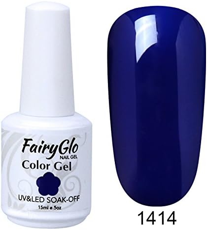 FairyGlo Gel Nail Polish Colour Coat Varnish Soak Off UV LED Beauty Salon Manicure Decor Nail Art 15ml Mazarine Blue 1414