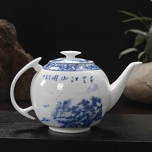 LBSX Tea Kettle,Porcelain Tea Pot,Blooming & Loose Leaf Teapot - Tea set Ink Painting Blue Blue and White Porcelain Teapot Filter Holes 300ml
