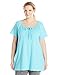 Just My Size Women's Plus-Size Slub Jersey Crochet Trim Tunic with Drawcord, Light Sky Blue, 4X
