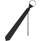 Luckyvestir Men's Black Tie, Pre-Tied Adjustable Zipper Ties, 2.8" Solid Color Mens Skinny Neckties for Graduation Gifts
