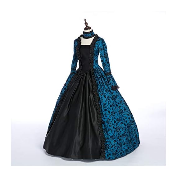 CountryWomen-Renaissance-Gothic-Dark-Queen-Dress-Ball-Gown-Steampunk-Vampire-Halloween-Costume-2XL-Blue-and-Black