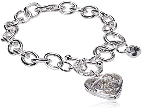 Amazon.com: GUESS Women's Silvertone Chain Toggle Dangle Heart