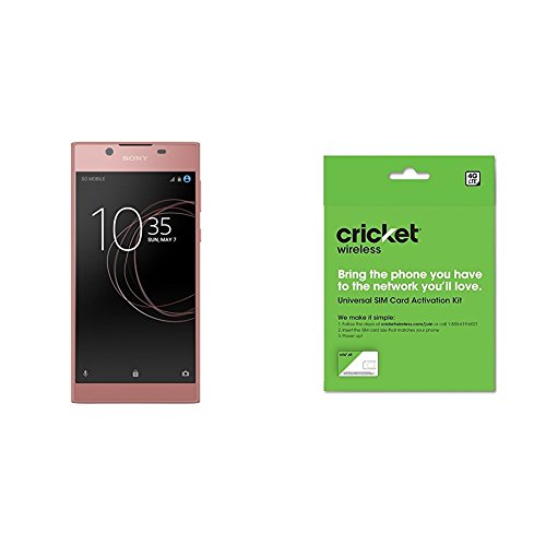 Sony Xperia L1 - Unlocked Smartphone - 16GB - Pink (US Warranty) and Cricket Wireless BYOD Prepaid SIM Card