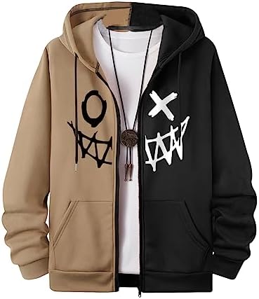 SOLY HUX Men's Graphic Zip Up Hoodies Streetwear Jacket Letter