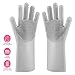 NIROLLE Reusable Silicone Dishwashing Gloves, Pair of Rubber Scrubbing Gloves for Dishes, Wash Cleaning Gloves with Sponge Scrubbers for Washing Kitchen, Bathroom, Car and More (Gray)