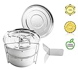Stackable Steamer Insert Pans - Urban Supply’s Premium Instant Pot Steamer with Y-shaped Divider & Interchangeable lids for Instant Pot 6,8 quarts & Pressure Cooker - Pot in Pot - FREE eBook included