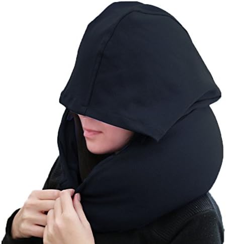 Parner Travel Pillow With Hooded U-Shape Hat, 5-in-1 Pillow Convertible for Head Side Neck, Stomach,Lumbar Support, Adjustable Strap, Improved Sleep and Relaxation (Include Earplugs &amp; Boarding Pass)