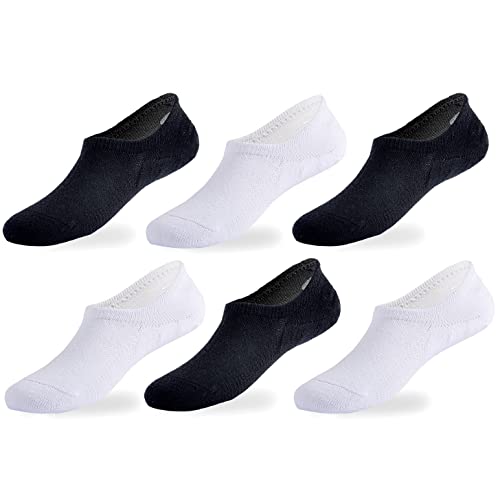 EPEIUS Kids No Show Socks Girls Seamless Socks Boys Cotton Non-slip Low Cut Socks 6 Pack