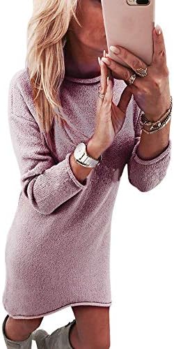 HOMEBABY Ladies Winter Sweater Dress for Women Sale O-Neck Long Sleeve Knitted Jumper Long Sweatshirt Warm Pullover Tops Blouse