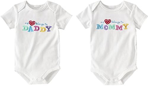 Turbomsun Unisex Baby Boys Girls Newborn Twins White triangle 2 Pack bodysuit I Love Mummy Daddy.