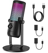 Donner Gaming RGB USB Condenser Microphone for PC, PS4 and Mac, Cardioid Pickup Pattern, Quick Mu...