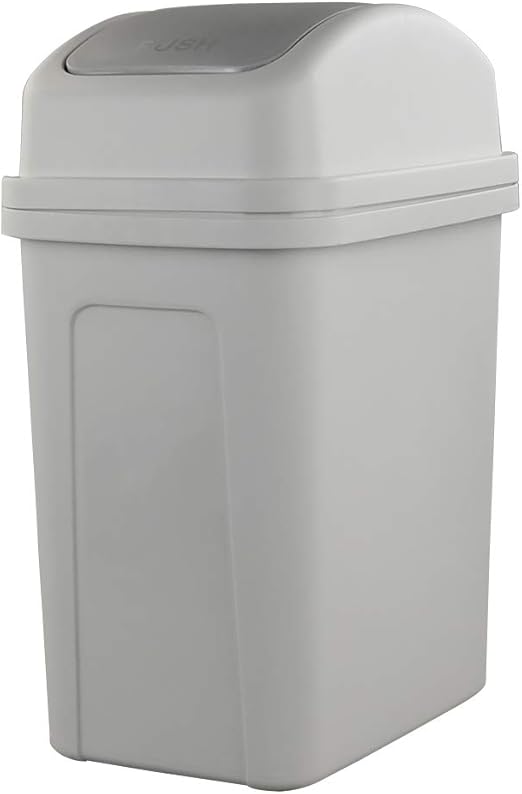 Bblie 10L Kitchen Swing Top Bin, Swing Lid Trash Can, Plastic Bins with
