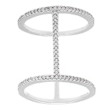 Sterling Silver Micro Pave CZ Verticle Bars Big Ring (Size 7)