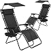 BestMassage 2 PCS Zero Gravity Chair Lounge Patio Chairs with Canopy Cup Holder