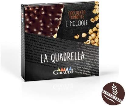 Giraudi Artisan Dark Chocolate Bar with Roasted Whole PGI Piedmont Hazelnuts, 150g / 5.29oz