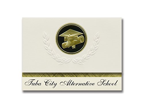 Signature Announcements Tuba City Alternative School (Tuba City, AZ) Graduation Announcements, Presidential style, Elite package of 25 Cap & Diploma Seal. Black & Gold.