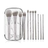 ENERGY Professional Makeup Brushes Set with PU Leather Case Marble Wood Handle Premium Face Eye Shadow Eyeliner Foundation Blush Blending Brush Kit (11PCS,Waterproof Makeup Bag)