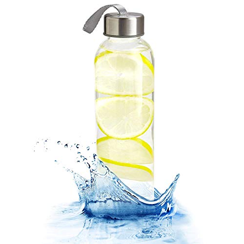 Kitchen Lux Glass Water Bottles 18oz – Nylon Protective Sleeves, Airtight Screw Top Lids, Portable Carrying Loops - Lead, PVC and BPA Free - Water, Smoothie, Juicer and Beverage Glasses (4 Pack) - Thumbnail 2