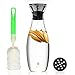 BOCHA - Glass Water Carafe Pitcher and Wine Decanter with Aerator and Stainless Steel Drip Free Pouring Lid 1.3L