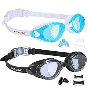 EverSport Swim Goggles Pack of 2 Swimming Goggles Anti Fog for Adult Men Women Youth Kids