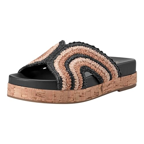 Marc Fisher Women's Erim Sandal, Black/Brown/Natural Multi 002, 8.5 at Amazon