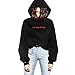Germinate Cropped Hoodies Women Pullover Aesthetic Vintage Retro Graphic Design Cute Fleece Crop Sweatshirts Sweaters Oversized (Black, Small)