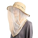 Flammi Mosquito Head Net Hat Outdoor UPF 50+ Sun Hat with Mesh Protection from Insect Bug Bee Gnats Bucket Boonie Hat Cap Outdoor Men/Women