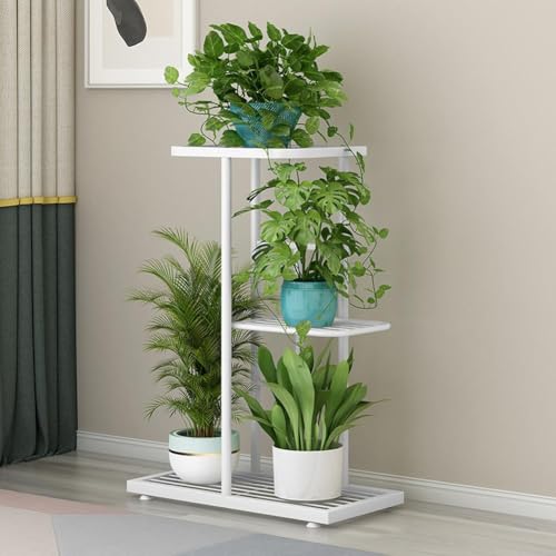 Curtainboro Plant Stand, 3 Tier 4 Potted Metal Flower Shelf, Anti-Rust Iron Pot Stand, Flower Holder Table Support Rack, Corner Metal Plant Stands for Patio Garden Balcony Living Room Bedroom