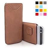 Snugg iPhone 5 / 5S / SE Case - Leather Pouch with (Distressed Brown) for Apple iPhone 5 / 5S / SE