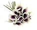 Winterworm Latex Real Touch Artificial Calla Lily Flower Bouquet Wedding Party Home Garden Restaurant Decoration Valentine Gifts - Bunch of 10 (Dark-Purple)