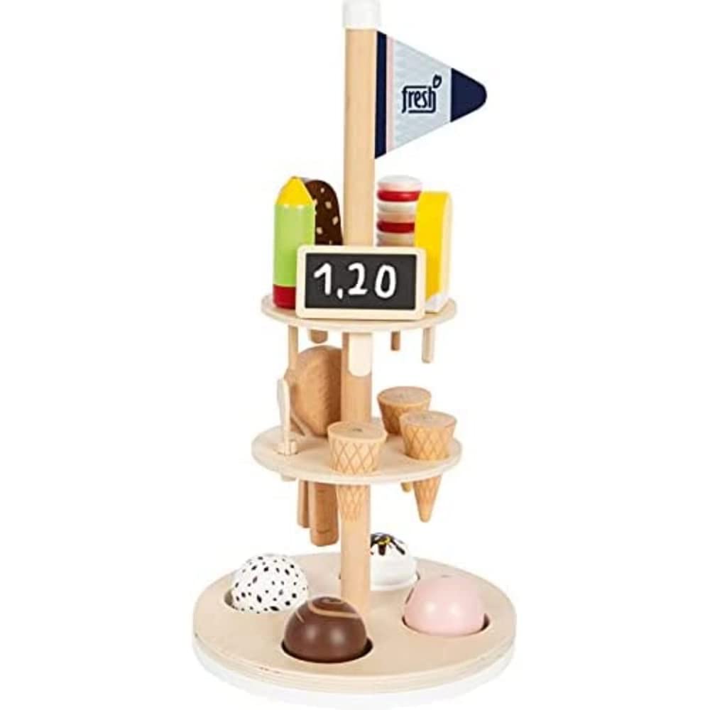 Small Foot 12232 Wooden Ice Cream Holder fresh, ideal add-on for play kitchen/store, role play toy for ages 3+ years