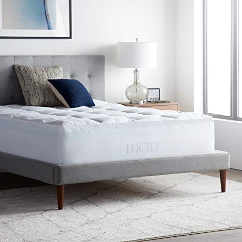 LUCID 4 Inch Down Alternative and Gel Memory Foam Mattress Topper