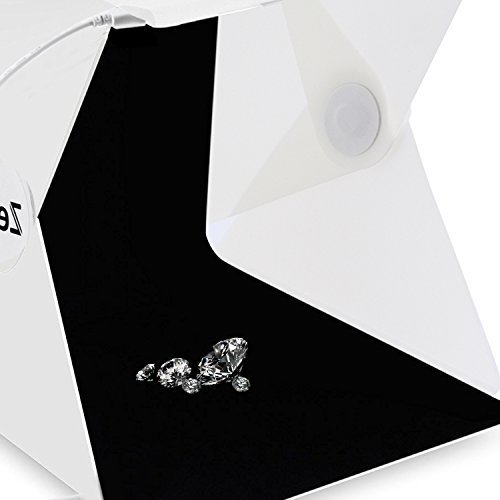 Zecti Mini Studio Photo avec LED Tente cube pliable 24x22x24cm Studio Photo avec 2 Fonds(Blanc,Noir)