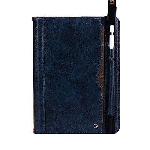 Jennyfly iPad Pro 12.9 Case 2018, PU Leather Smart Auto Wake/Sleep Built-in Pencil Slot & Card Slots &Money Pocket Hands-Free Stand Protective Business Cover for 2018 New iPad Pro 12.9 Inch - Blue