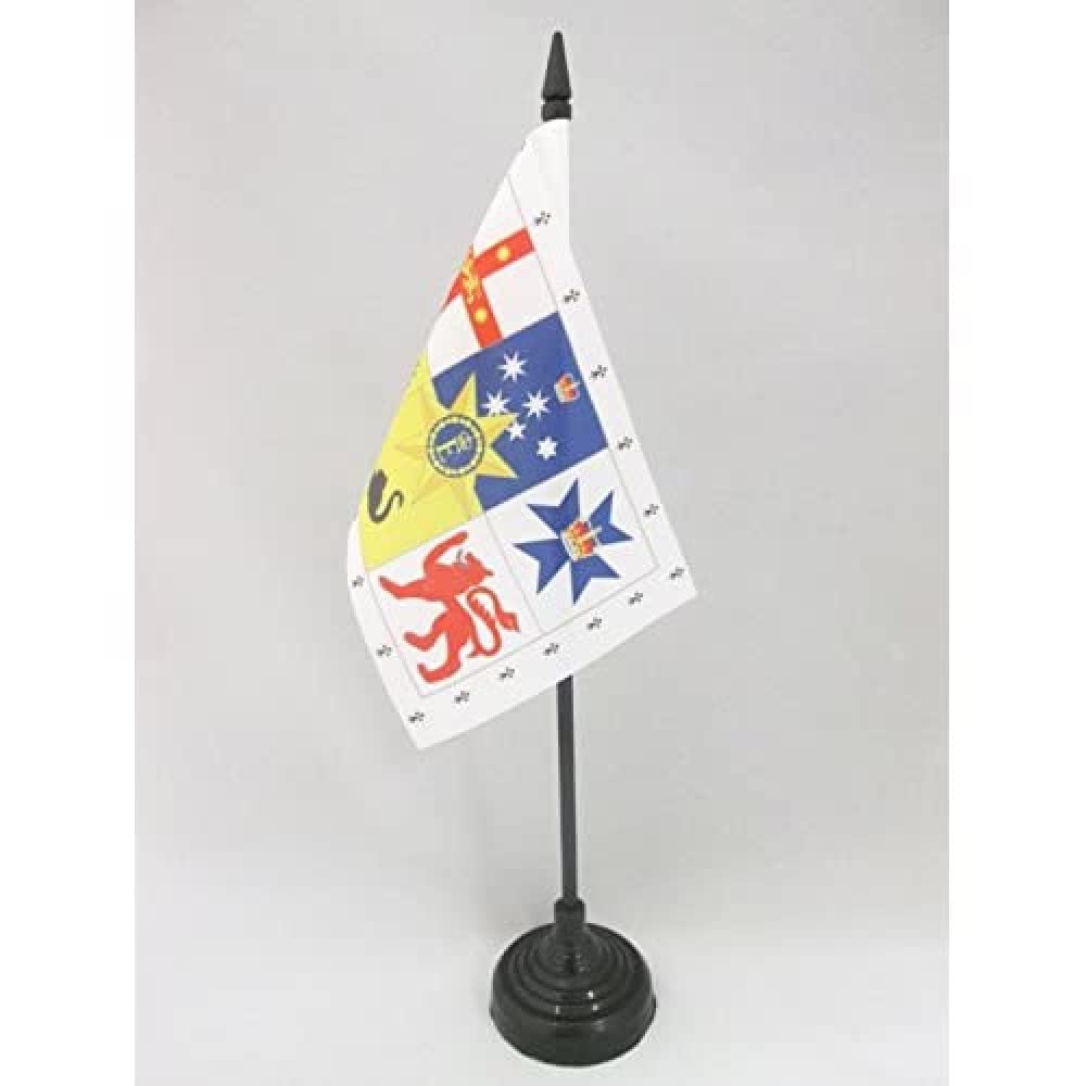 AZ FLAG - Kingdom of Australia Table Flag 4'' x 6'' - Royal Australian Office Mini Banner 100% Polyester 15 x 10 cm - Mini Desk Flag with 10'' Pole and Black Plastic Base