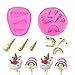 Unicorn Molds,Birthday Small Cake Silicone Mould Bonus With Mini Unicorn Fondant Candy Making Mold, Unicorn Horn ear Eyelash Baking Cupcake Topper Kit(Set of 7)