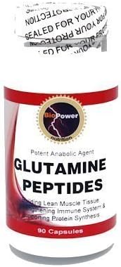 Glutamine Peptides 1500 Mg # 180 Capsules - Building Lean Muscle Tissue - BioPower Nutrition (2 Bottles) by BioPower Nutrition