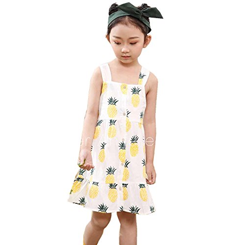 Peony Baby Toddler Girls Dresses Summer Sundress Pineapple Prints Organic 18m-6T (2-3Year(3T), Yellow)