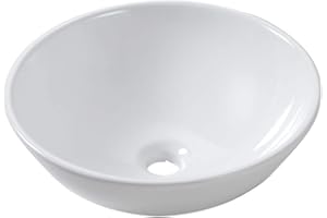 Lordear 13x13 Small Round Bathroom Vessel Sink Modern White Above Counter White Porcelain Ceramic Vessel Sink Art Basin Vanity Bowl Sinks