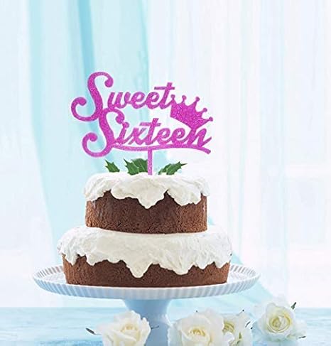Grantparty Sweet Sixteen Cake Topper Purple Glitter Sweet 16 Cake Topper 16th Birthday Party Decorations Supplies Crown Amazon Co Uk Health Personal Care