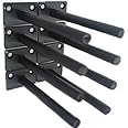 8 Pcs 5" Black Solid Steel Floating Shelf Bracket Blind Shelf Supports - Hidden Brackets for Floating Wood Shelves - Concealed Blind Shelf Support – Screws and Wall Plugs Included