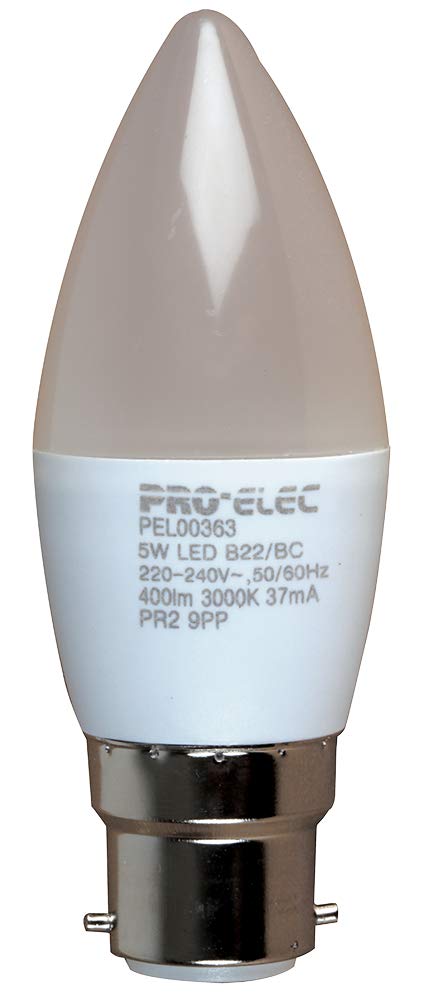 Pro Elec PEL00364 B22 Step-Di mmable LED Candle Bulb, 5W, 400l m, 4000K
